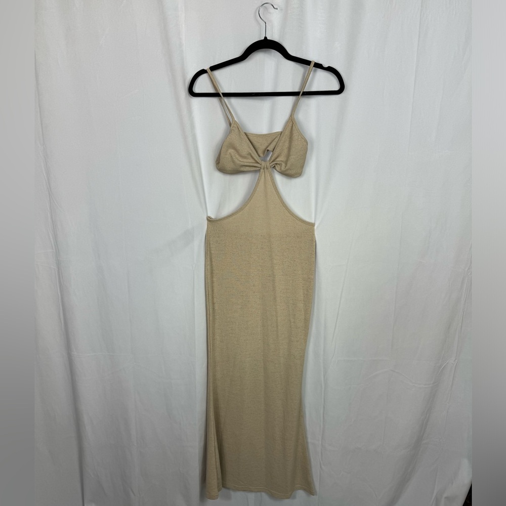 Sand Backless knit Bodycon Dress